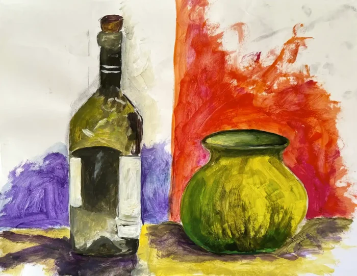 Botella y jarrón